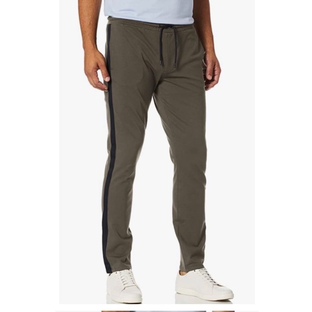 PAIGE Olive Green Men's Pants with Black Stripe